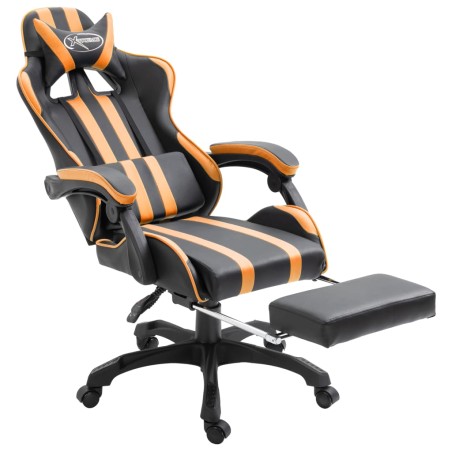 Gaming-Stuhl mit Fußstütze Orange Kunstleder