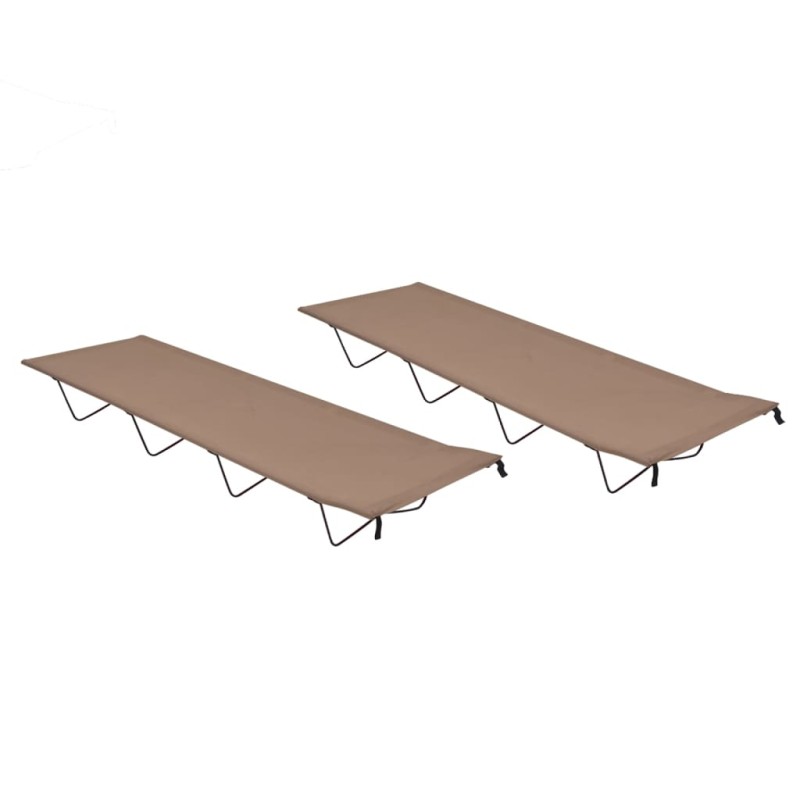 vidaXL Campingbetten 2 Stk. 180x60x19 cm Oxford-Gewebe und Stahl Taupe vidaXL Campingbetten 2 Stk. 180x60x19 cm Oxford-Gewebe und Stahl Taupe