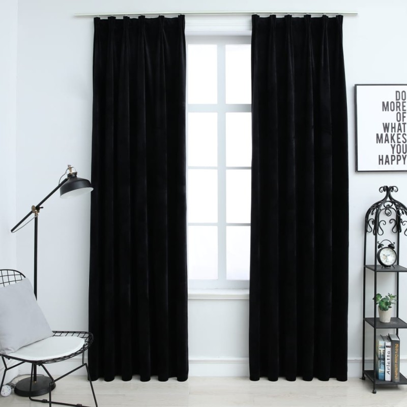 vidaXL Verdunkelungsvorhänge mit Haken 2 Stk. Samt Schwarz 140x175 cm vidaXL Verdunkelungsvorhänge mit Haken 2 Stk. Samt Schwarz 140x175 cm