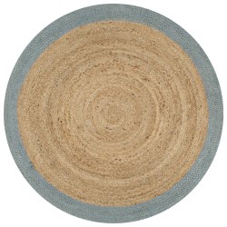 vidaXL Teppich Handgefertigt Jute mit Olivgrünem Rand 120 cm