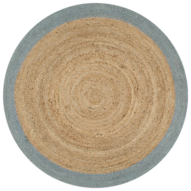 vidaXL Teppich Handgefertigt Jute mit Olivgrünem Rand 120 cm vidaXL Teppich Handgefertigt Jute mit Olivgrünem Rand 120 cm