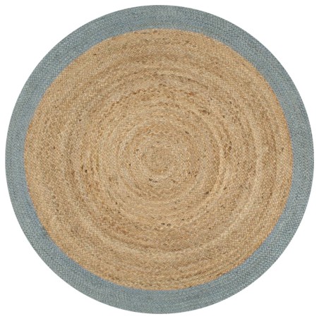 vidaXL Teppich Handgefertigt Jute mit Olivgrünem Rand 120 cm