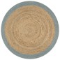 vidaXL Teppich Handgefertigt Jute mit Olivgrünem Rand 120 cm vidaXL Teppich Handgefertigt Jute mit Olivgrünem Rand 120 cm