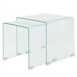 vidaXL Zweiteiliges Satztisch-Set aus gehärtetem Glas Transparent