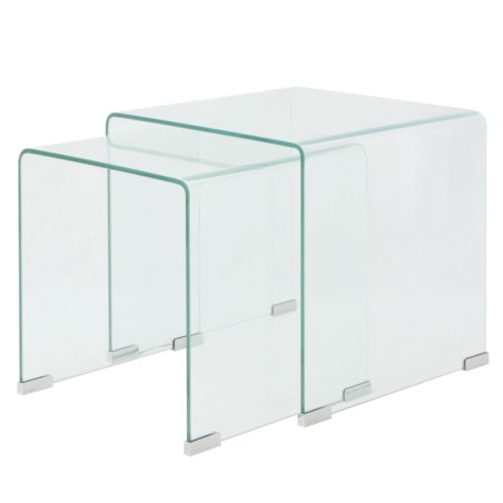 vidaXL Zweiteiliges Satztisch-Set aus gehärtetem Glas Transparent