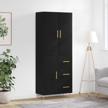 Highboard Schwarz 69,5x34x180 cm Holzwerkstoff