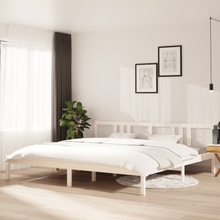 vidaXL Massivholzbett Weiß 200x200 cm