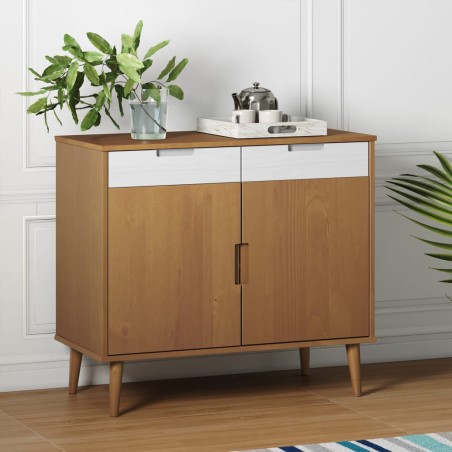 vidaXL Sideboard MOLDE Braun 90x40x80 cm Massivholz Kiefer