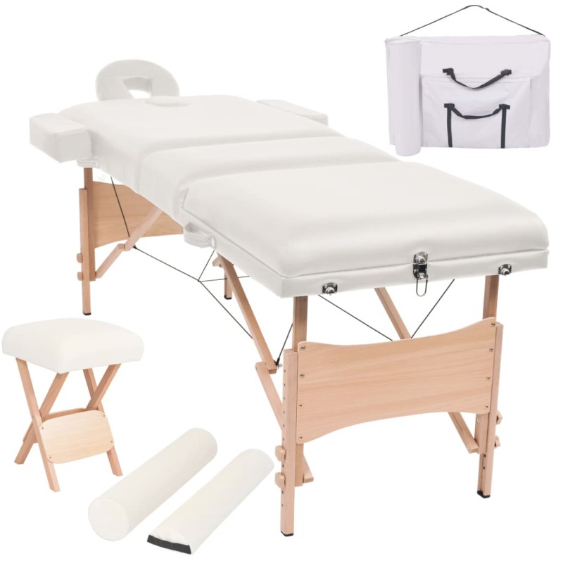 vidaXL Massageliege 3-Zonen mit Hocker Klappbar 10 cm Sitz Weiß vidaXL Massageliege 3-Zonen mit Hocker Klappbar 10 cm Sitz Weiß