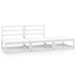 vidaXL 3-tlg. Garten-Lounge-Set Weiß Kiefer Massivholz