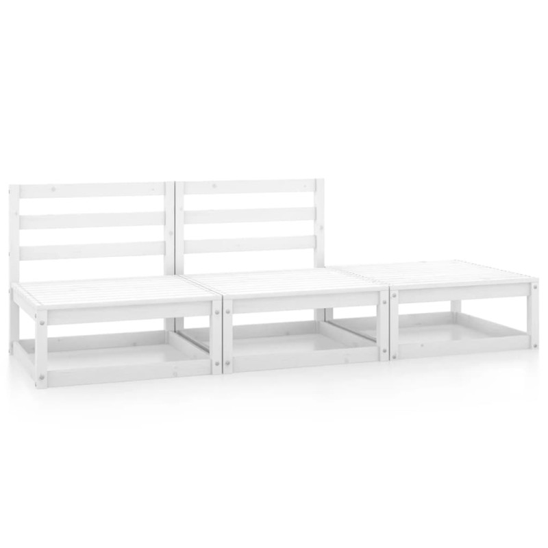 vidaXL 3-tlg. Garten-Lounge-Set Weiß Kiefer Massivholz vidaXL 3-tlg. Garten-Lounge-Set Weiß Kiefer Massivholz
