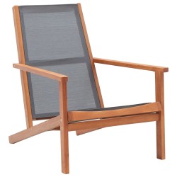vidaXL Garten-Loungestuhl Grau Eukalyptus Massivholz und Textilene 