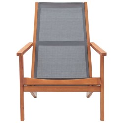vidaXL Garten-Loungestuhl Grau Eukalyptus Massivholz und Textilene 