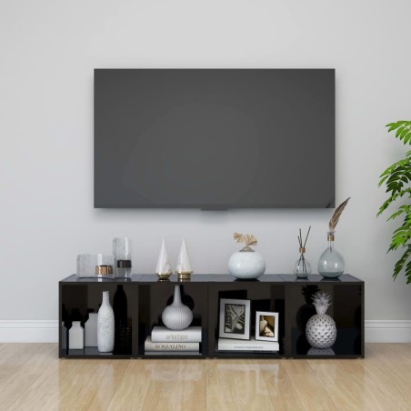 vidaXL TV-Schränke 4 Stk. Hochglanz-Schwarz 37x35x37 cm Holzwerkstoff
