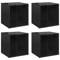 vidaXL TV-Schränke 4 Stk. Hochglanz-Schwarz 37x35x37 cm Holzwerkstoff