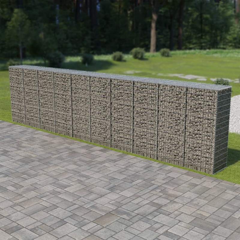 vidaXL Gabionenwand mit Abdeckung Verzinkter Stahl 600×50×150 cm vidaXL Gabionenwand mit Abdeckung Verzinkter Stahl 600×50×150 cm