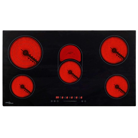 vidaXL Glaskeramik-Kochfeld mit 5 Platten Touch Control 77 cm 8500 W