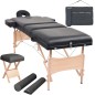 vidaXL Massageliege 3-Zonen mit Hocker Klappbar 10 cm Sitz Schwarz vidaXL Massageliege 3-Zonen mit Hocker Klappbar 10 cm Sitz Schwarz