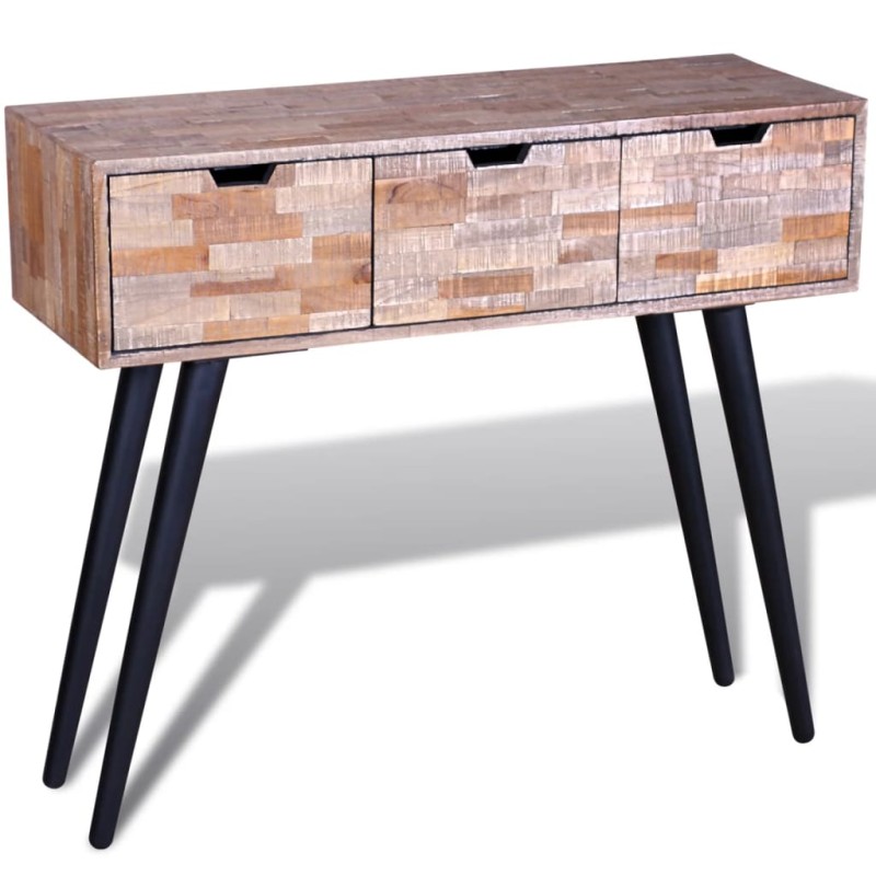 vidaXL Konsolentisch mit 3 Schubladen Altholz Teak vidaXL Konsolentisch mit 3 Schubladen Altholz Teak