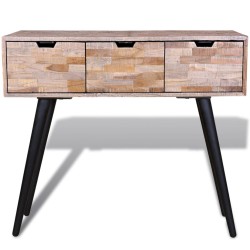 vidaXL Konsolentisch mit 3 Schubladen Altholz Teak 