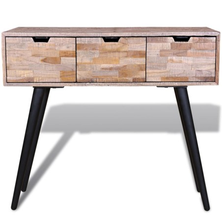 vidaXL Konsolentisch mit 3 Schubladen Altholz Teak 