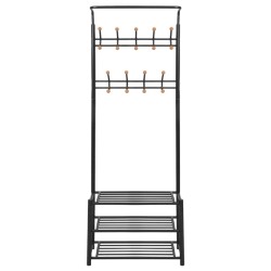 vidaXL Garderobe mit Schuhablage 68×32×182,5 cm Schwarz
