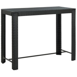 vidaXL Garten-Bartisch Schwarz 140,5x60,5x110,5 cm Poly Rattan