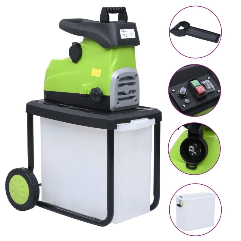 vidaXL Elektrischer Gartenhäcksler mit Auffangbox 2800 W vidaXL Elektrischer Gartenhäcksler mit Auffangbox 2800 W