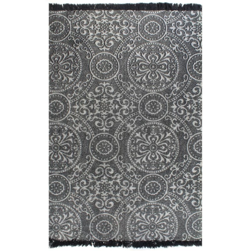 vidaXL Kelim-Teppich Baumwolle 120x180 cm mit Muster Grau vidaXL Kelim-Teppich Baumwolle 120x180 cm mit Muster Grau