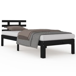 vidaXL Massivholzbett Schwarz 90x200 cm