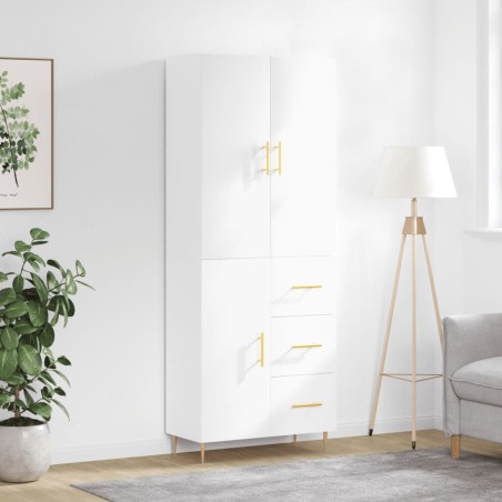 vidaXL Highboard Hochglanz-Weiß 69,5x34x180 cm Holzwerkstoff