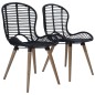 vidaXL Esszimmerstühle 2 Stk. Schwarz Natur Rattan vidaXL Esszimmerstühle 2 Stk. Schwarz Natur Rattan