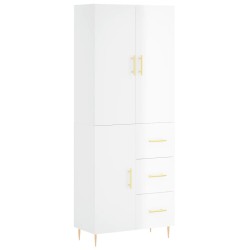 vidaXL Highboard Hochglanz-Weiß 69,5x34x180 cm Holzwerkstoff