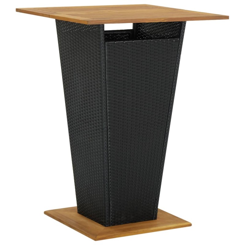 vidaXL Bartisch Schwarz 80x80x110 cm Poly Rattan und Massivholz Akazie vidaXL Bartisch Schwarz 80x80x110 cm Poly Rattan und Massivholz Akazie