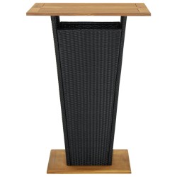 vidaXL Bartisch Schwarz 80x80x110 cm Poly Rattan und Massivholz Akazie