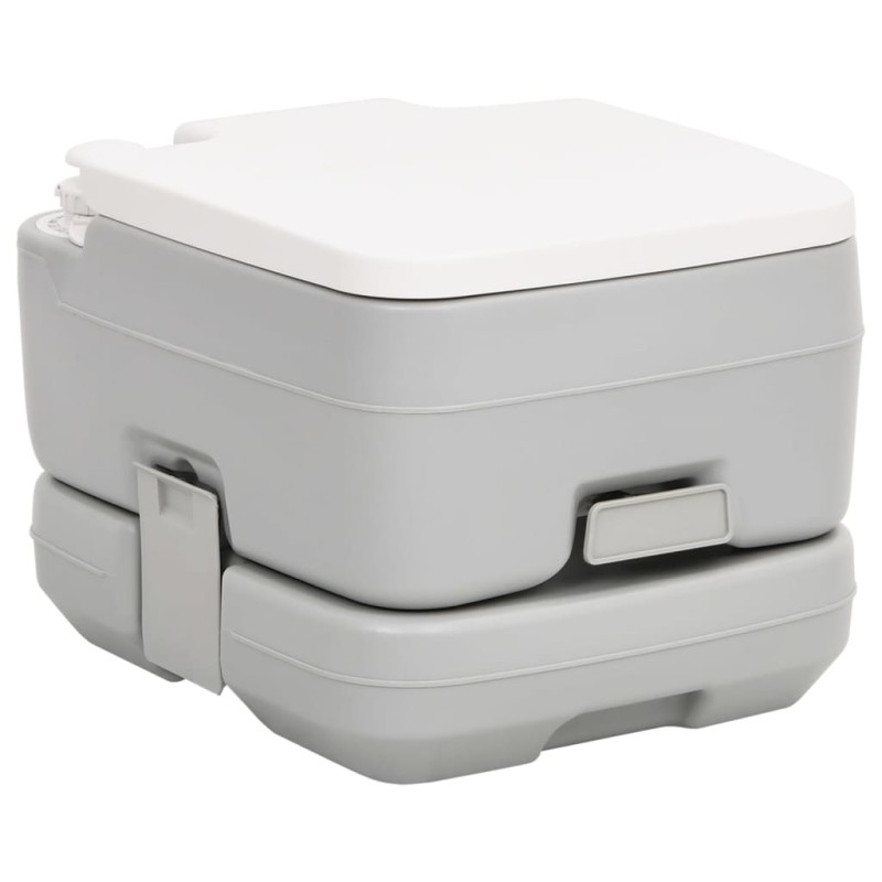vidaXL Camping-Toilette Tragbar Grau und Weiß 10+10 L HDPE vidaXL Camping-Toilette Tragbar Grau und Weiß 10+10 L HDPE