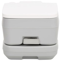 vidaXL Camping-Toilette Tragbar Grau und Weiß 10+10 L HDPE