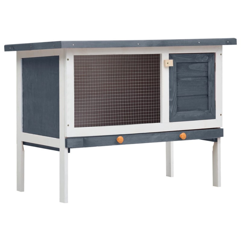 vidaXL Kaninchenstall 1 Ebene Grau Holz vidaXL Kaninchenstall 1 Ebene Grau Holz