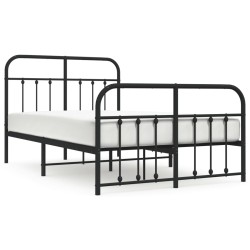 vidaXL Bettgestell mit Kopf- und Fußteil Metall Schwarz 120x190 cm