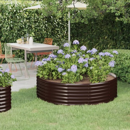 vidaXL Hochbeet Pulverbeschichteter Stahl 140x140x36 cm Braun