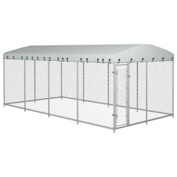 vidaXL Outdoor-Hundezwinger mit Überdachung 8x4x2,3 m