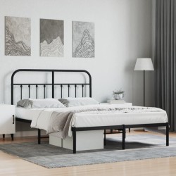 vidaXL Bettgestell mit Kopfteil Metall Schwarz 140x200 cm