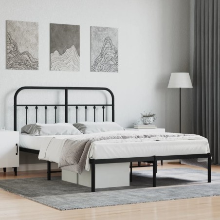 vidaXL Bettgestell mit Kopfteil Metall Schwarz 140x200 cm
