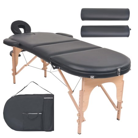 vidaXL Massageliege Klappbar 4 cm Polsterung 2 Nackenrollen Schwarz