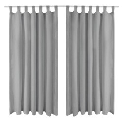 vidaXL Vorhänge aus Mikro-Satin 2 Stk. mit Schlaufen 140×225 cm Grau