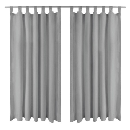 vidaXL Vorhänge aus Mikro-Satin 2 Stk. mit Schlaufen 140×225 cm Grau