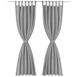 vidaXL Vorhänge aus Mikro-Satin 2 Stk. mit Schlaufen 140×225 cm Grau