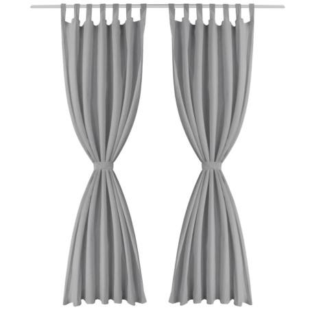vidaXL Vorhänge aus Mikro-Satin 2 Stk. mit Schlaufen 140×225 cm Grau