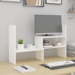 vidaXL Monitorständer Weiß (39-72)x17x43 cm Massivholz Kiefer