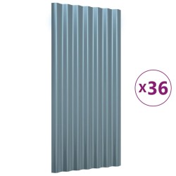 vidaXL Dachpaneele 36 Stk. Pulverbeschichteter Stahl Grau 80x36 cm
